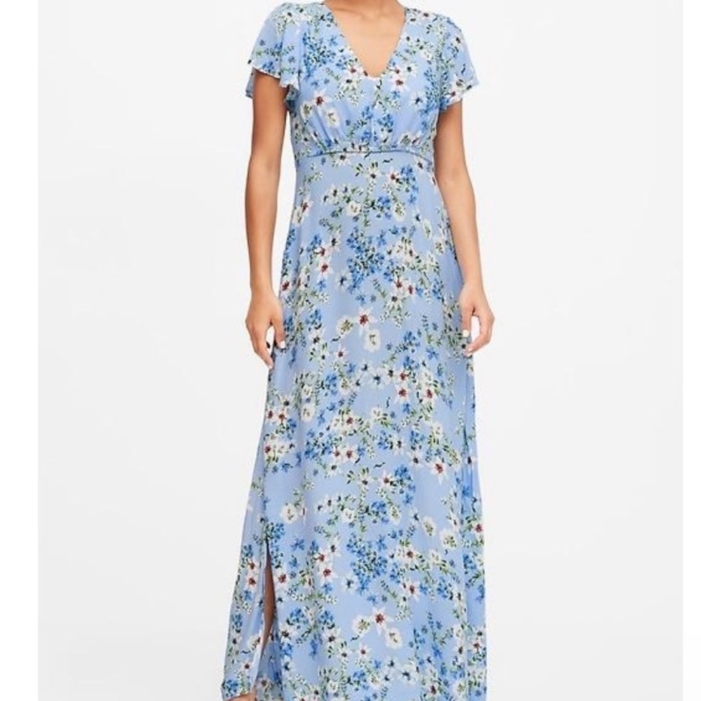 Banana Republic ECOVERO Maxi Dress LightBlueFloral Size 4